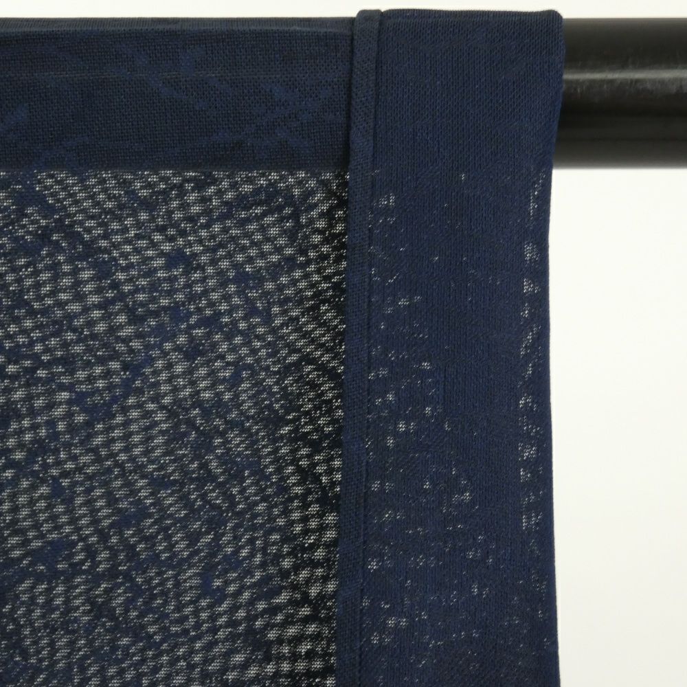 中古）夏紬 濃紺 波 すかし柄 S【身丈】158.5cm【裄丈】62cm