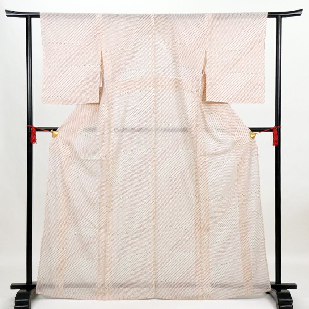 中古）夏色無地 ピンク 絽 S【身丈】157.5cm【裄丈】65.5cm