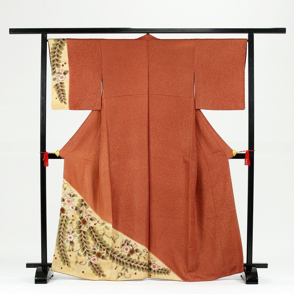 中古） 特撰京友禅 松井青々 訪問着 ピンク 珊瑚色 マルチカラー セミ