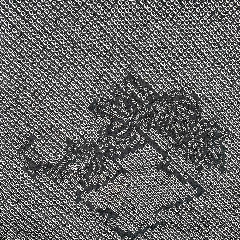 中古）道行コート 黒 袷 絞り 蔦 モノトーン クール【身丈】83.5cm【裄