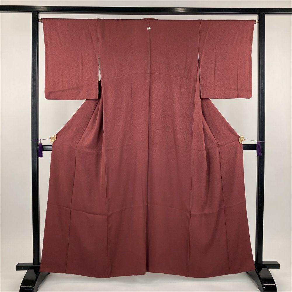 色無地 着物 袷 抹茶色 無地 地紋 花菱 絹 裄64 Ｍ 新古品 sn1303 色無地 着物 正絹 絹 袷 山本富男 窯変天目染 黄ベージュ 地紋 桜 未