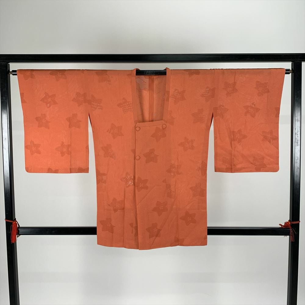 中古）道行コート カジュアル ピンク 袷 地紋織り 未洗い【身丈】85.5
