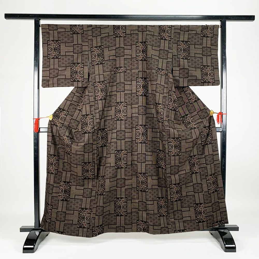 紬/美品/ブルー×ピンク/ぼかし/適応身長148～155㎝/8695 リサイクル着物】紬 正絹 Aランク 身丈163cm 裄丈62cm 青袋鼠色（せい