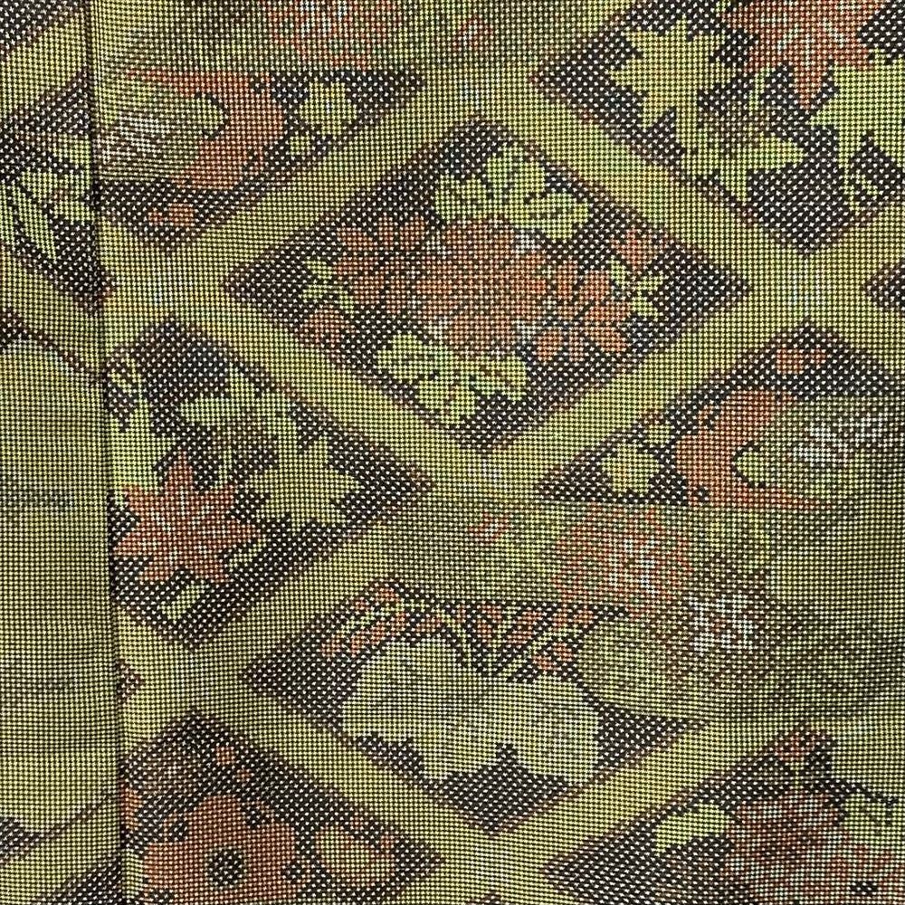中古）大島紬 カジュアル 緑 袷 菱模様 四季花 草花【身丈】159.5cm