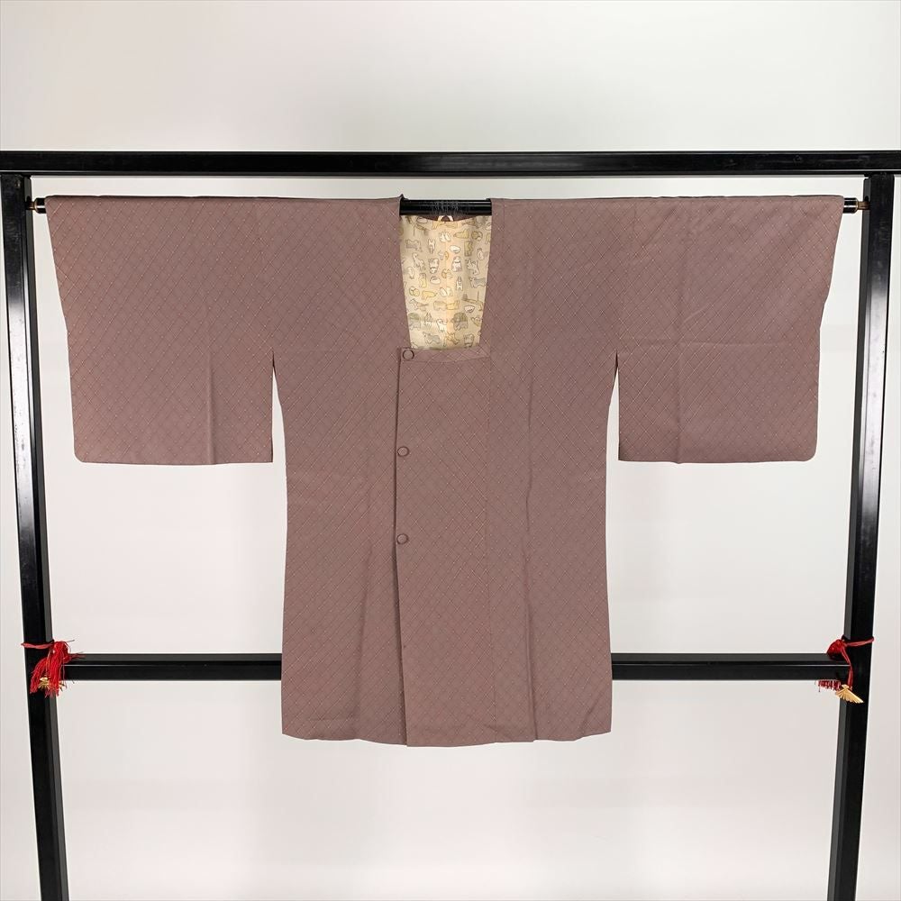 中古）道行コート 黒 袷 絞り 蔦 モノトーン クール【身丈】83.5cm【裄