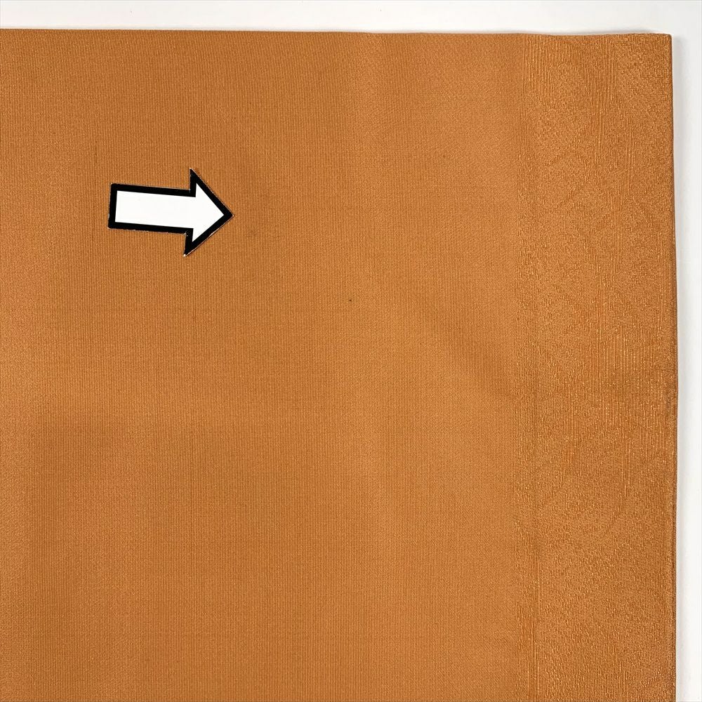 中古）九寸名古屋帯 オレンジ地 名古屋仕立て 金銀糸 扇面 菊