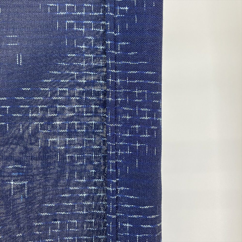 中古）夏紬 紺 カジュアル 絣柄【身丈】159.5cm【裄丈】68cm