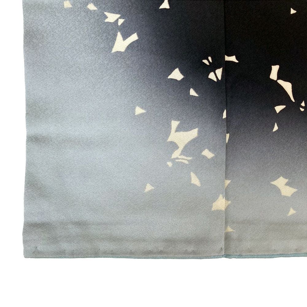 中古）振袖 水色 たたき染め 睡蓮 秋山庄太郎 袷 M【身丈】161.5cm【裄