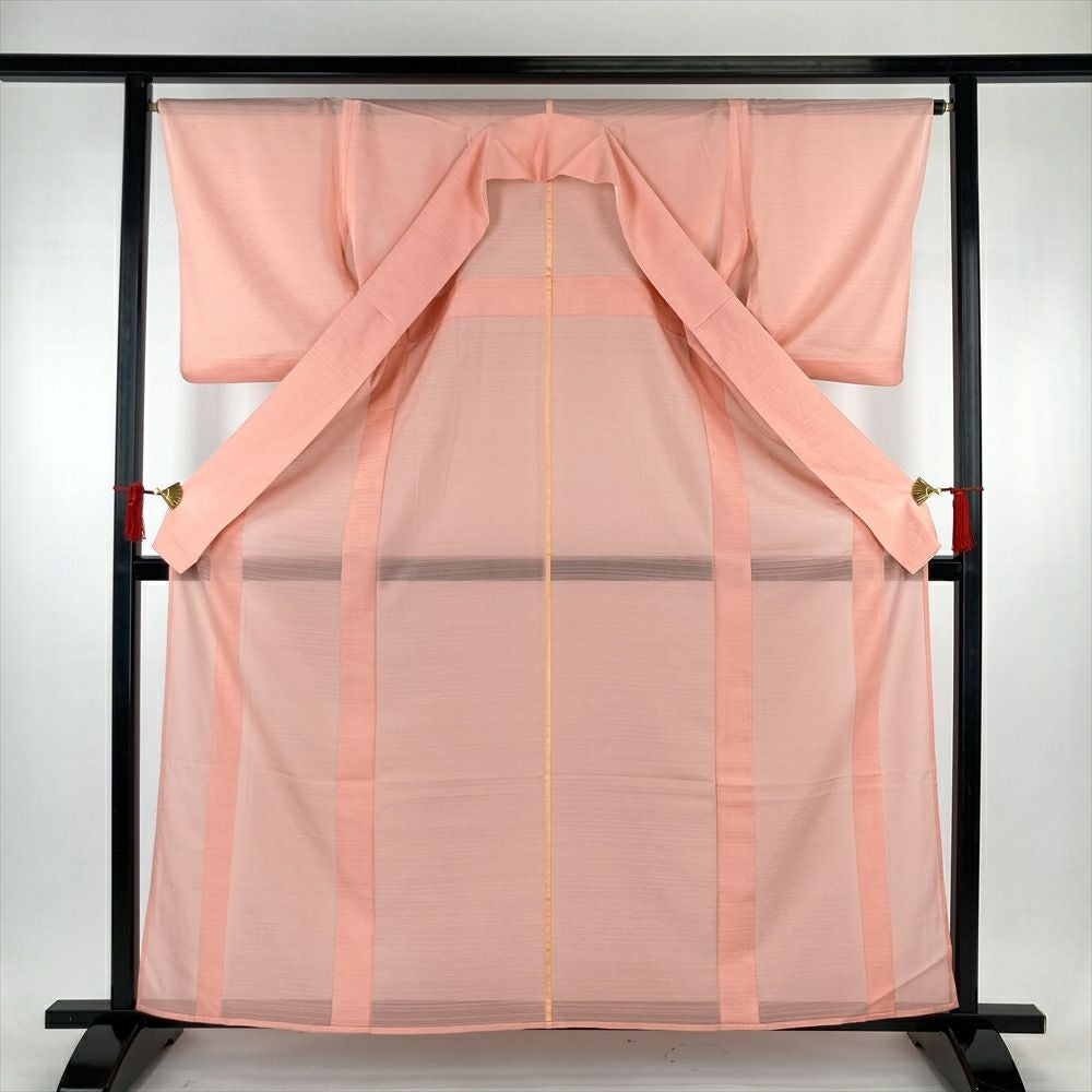 中古）夏色無地 ピンク 絽 S【身丈】157.5cm【裄丈】65.5cm