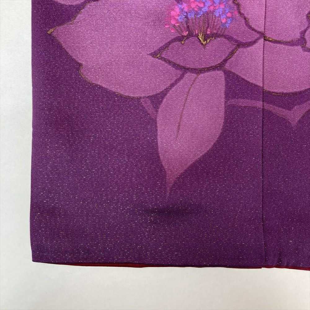 中古）振袖 ローズ フォーマル 金通し ぼかし染め 花 シルエット 袷 M