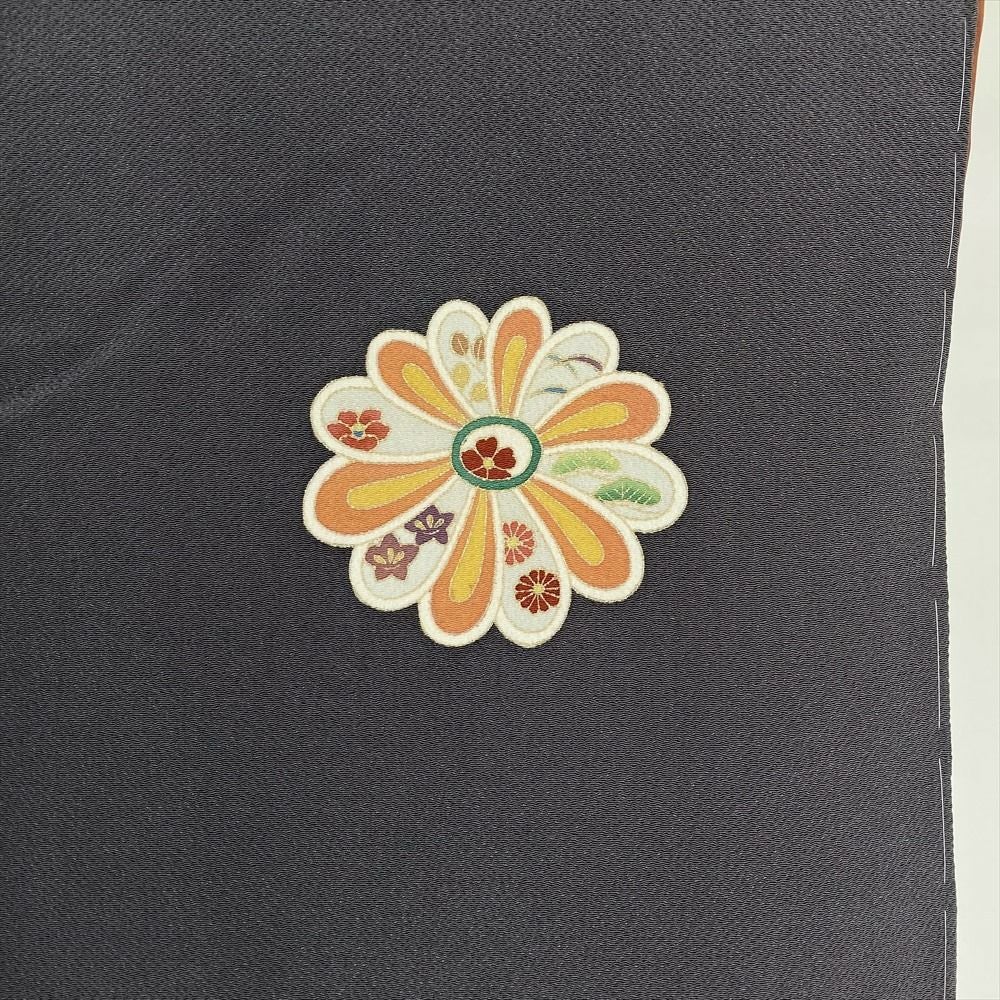 中古）訪問着 グレー フォーマル セミフォーマル 一つ紋 ちりめん 金駒