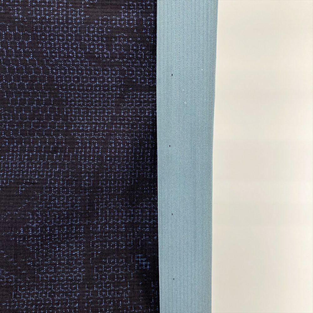 中古）紬 紺 カジュアル 亀甲 立涌 花 雲 袷 M【身丈】162.5cm【裄丈