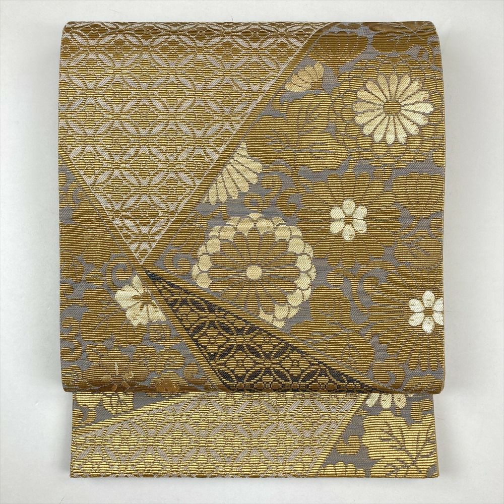 中古）袋帯 金 フォーマル セミフォーマル 六通 切り嵌め 金糸 モール
