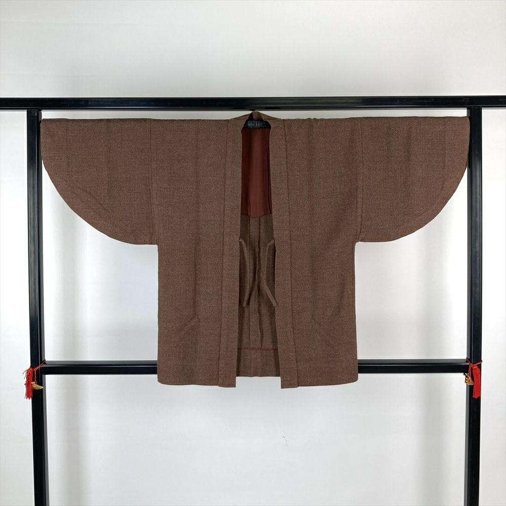 中古）道行コート 赤 袷 総柄 菱模様【身丈】83.5cm【裄丈】68.5cm