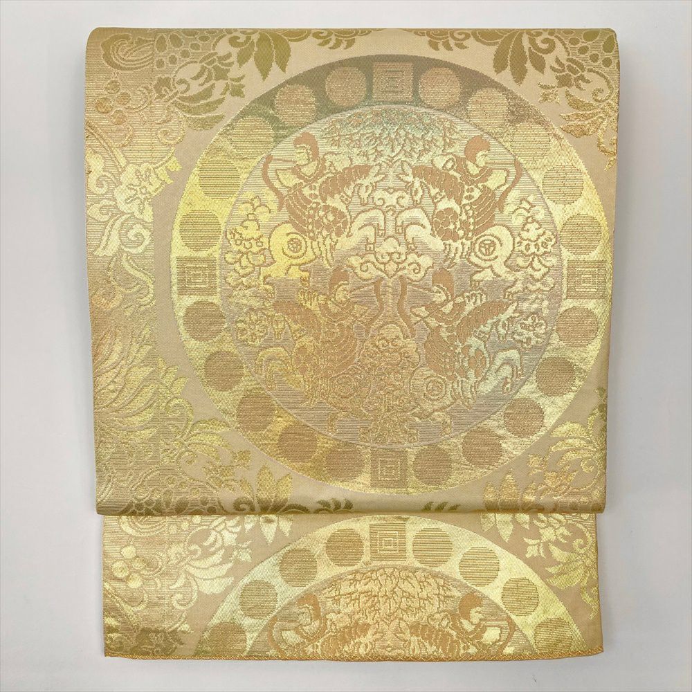 袋帯 鳳凰に華柄模様 金色 フォーマル O-4233 袋帯 鳳凰に華柄模様 金色 フォーマル O-4233 - メルカリ