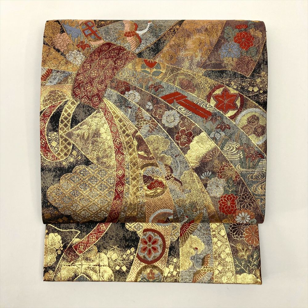 中古）袋帯 金 フォーマル セミフォーマル 六通 金糸 束ね熨斗 吉祥文
