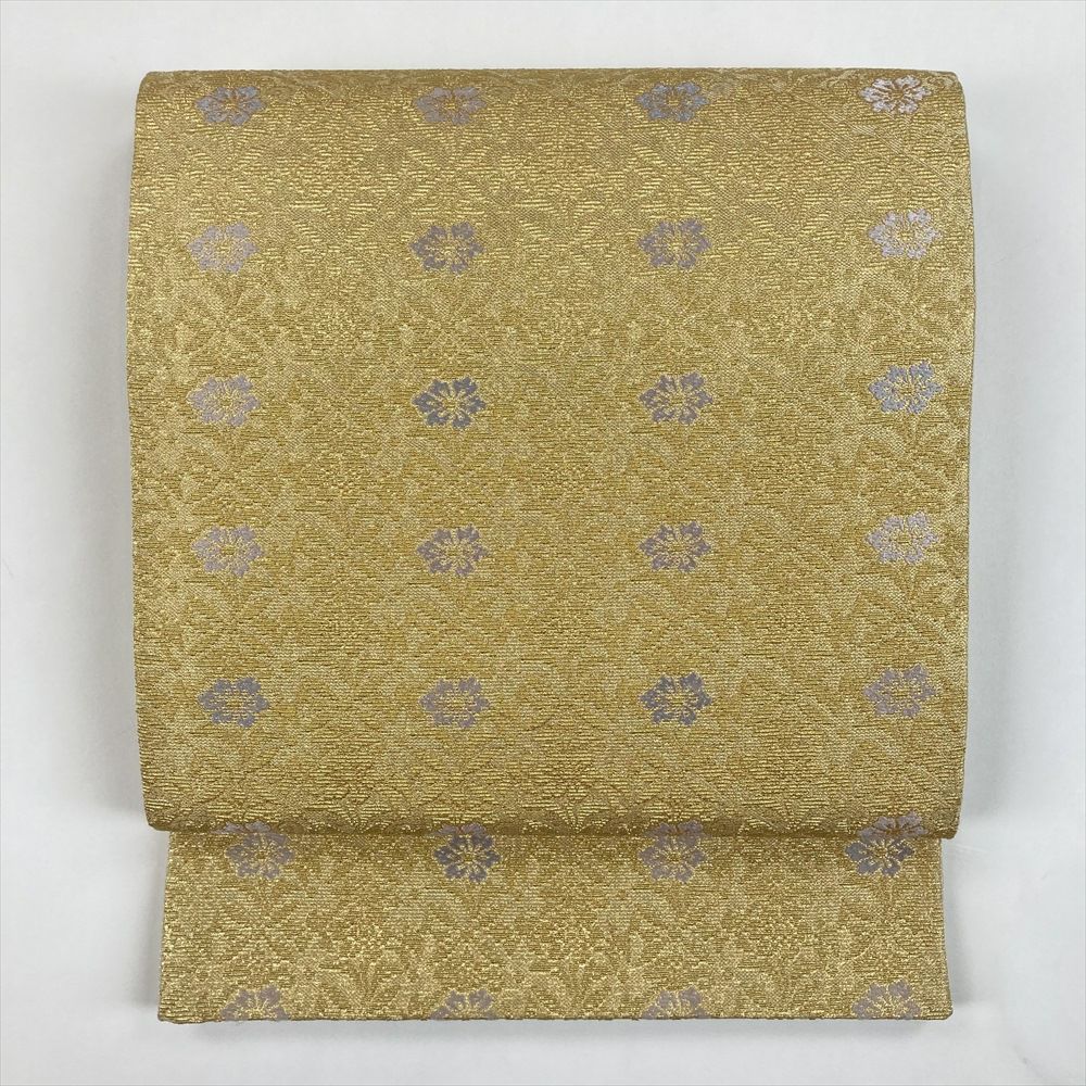 袋帯 正絹 金糸 ゴールド系 金色 六通柄 フォーマル 礼装 長さ440cm【中古】 【キモノオフ野々市若松店】 袋帯 六通柄 良品 フォーマル用 正絹 古典柄 金糸 帯 金・銀 | 六通柄