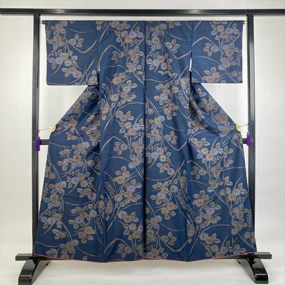 中古） 大島紬 黒 カジュアル 横双 菱取り 袷【身丈】156.5cm【裄丈