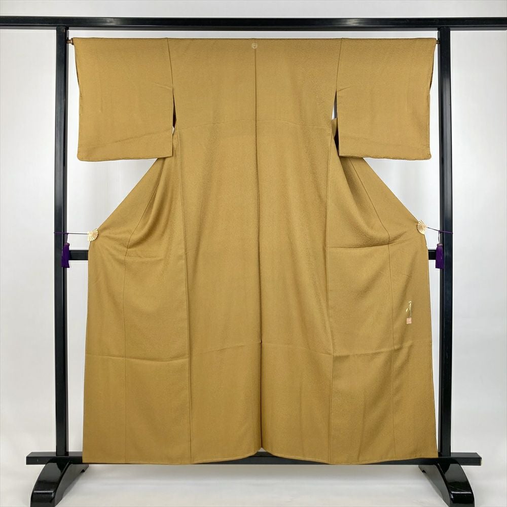 色無地 着物 未使用 正絹 袷 フォーマル 紋付き 作家物 落款 柳茶色 身丈157cm 裄66cm M きもの北條 A1043-10 色無地 着物 未使用 正絹 袷 フォーマル 紋付き 作家物 落款 柳茶色
