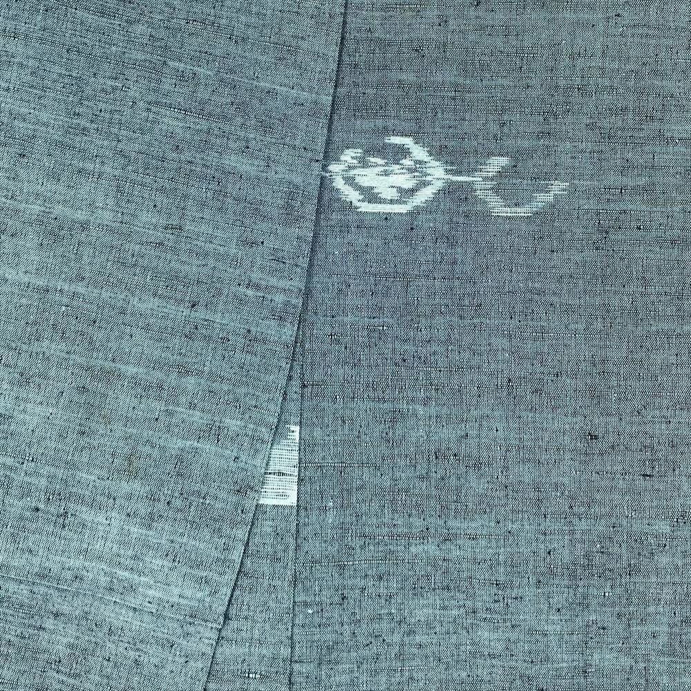 中古）単衣紬 薄青緑 カジュアル 織り 幾何学 ひとえ SS【身丈】150cm
