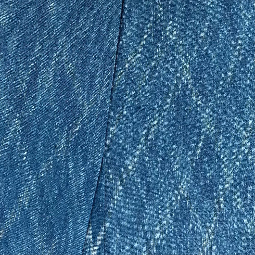 中古）夏紬 青 カジュアル 織り 菱 絣調 S【身丈】155cm【裄丈】62.5cm