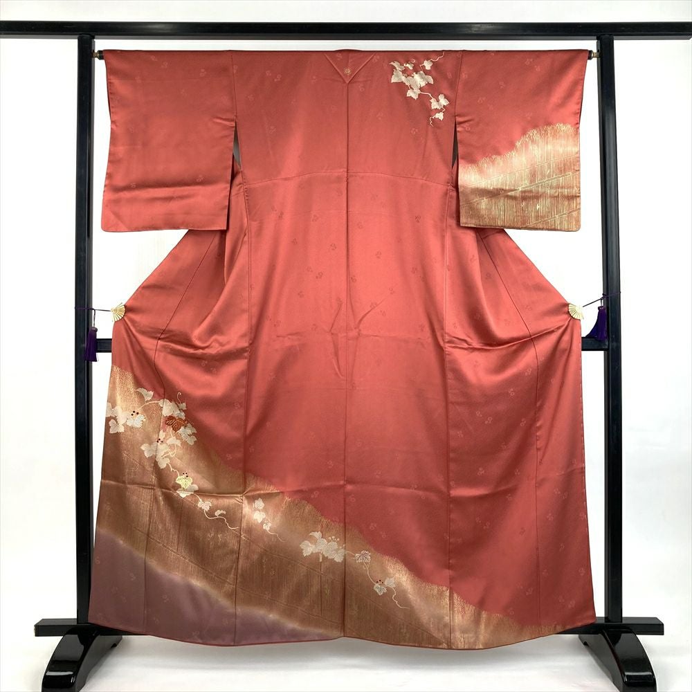 あやこ様ご購入 たたき染 金彩 刺繍 訪問着のみ 605mh32☆付下げ訪問着 スワトウ刺繍 金彩 たたき染め グレー系