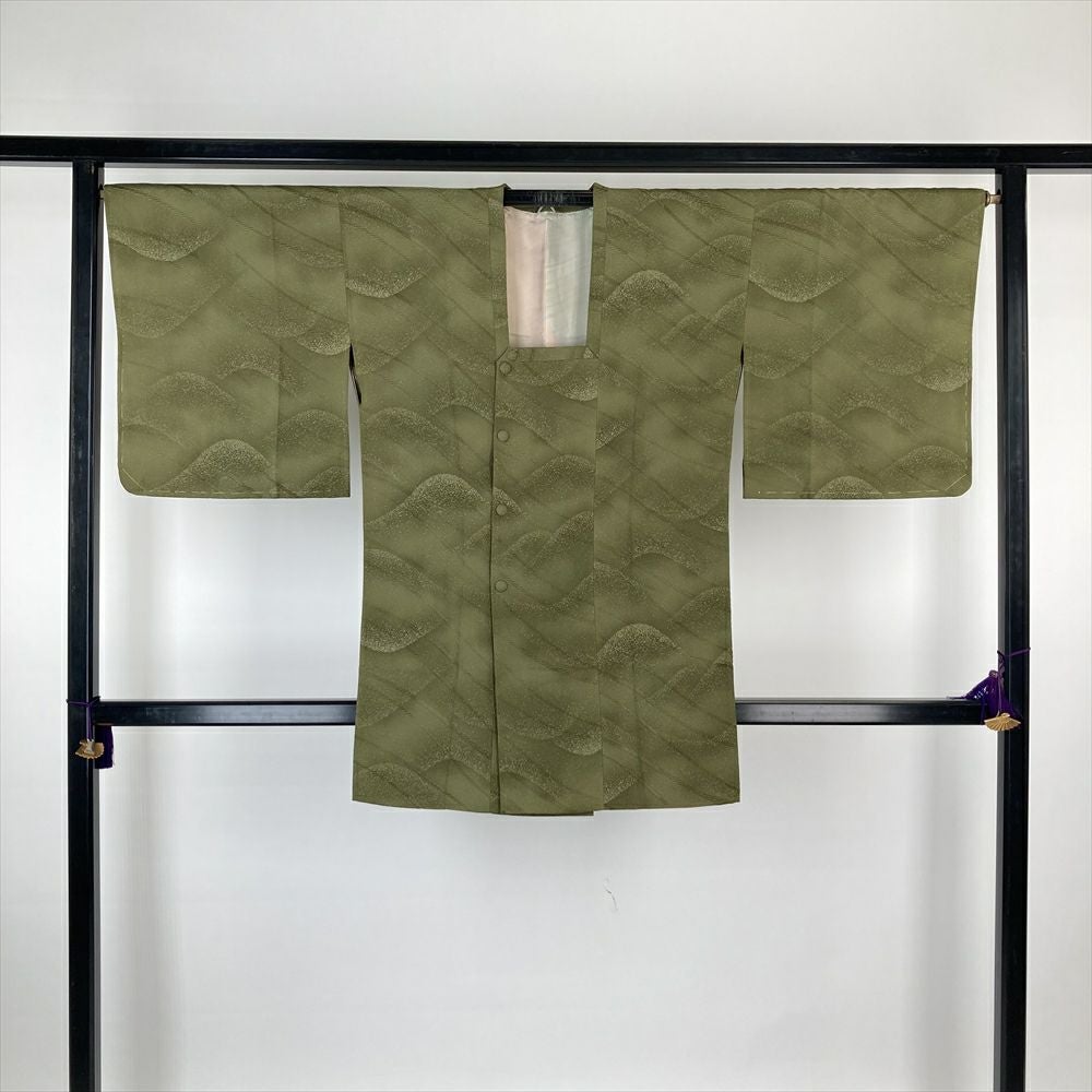 中古）道行コート 黒 袷 絞り 蔦 モノトーン クール【身丈】83.5cm【裄