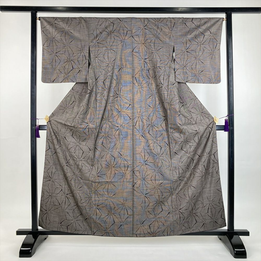 中古） 大島紬 黒 カジュアル 仏閣 エ霞 袷 S【身丈】158.5cm【裄丈