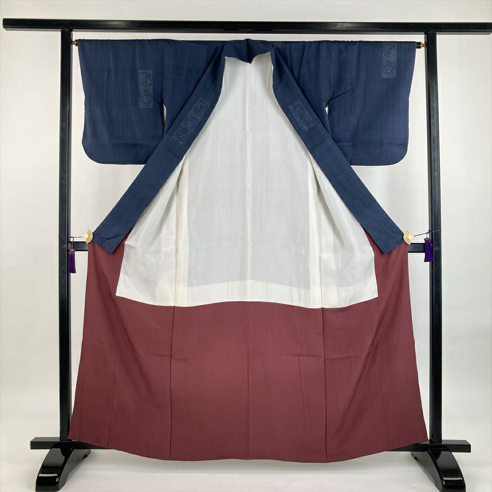 特選 紬地 着物 中古 正絹 袷 カジュアル 丸山正 マルファクトリー 柳茶色 身丈162cm 裄65.5cm M きもの北條 A1018-8 特選 紬地 着物 中古 正絹 袷 カジュアル 丸山正 マルファクトリー 柳