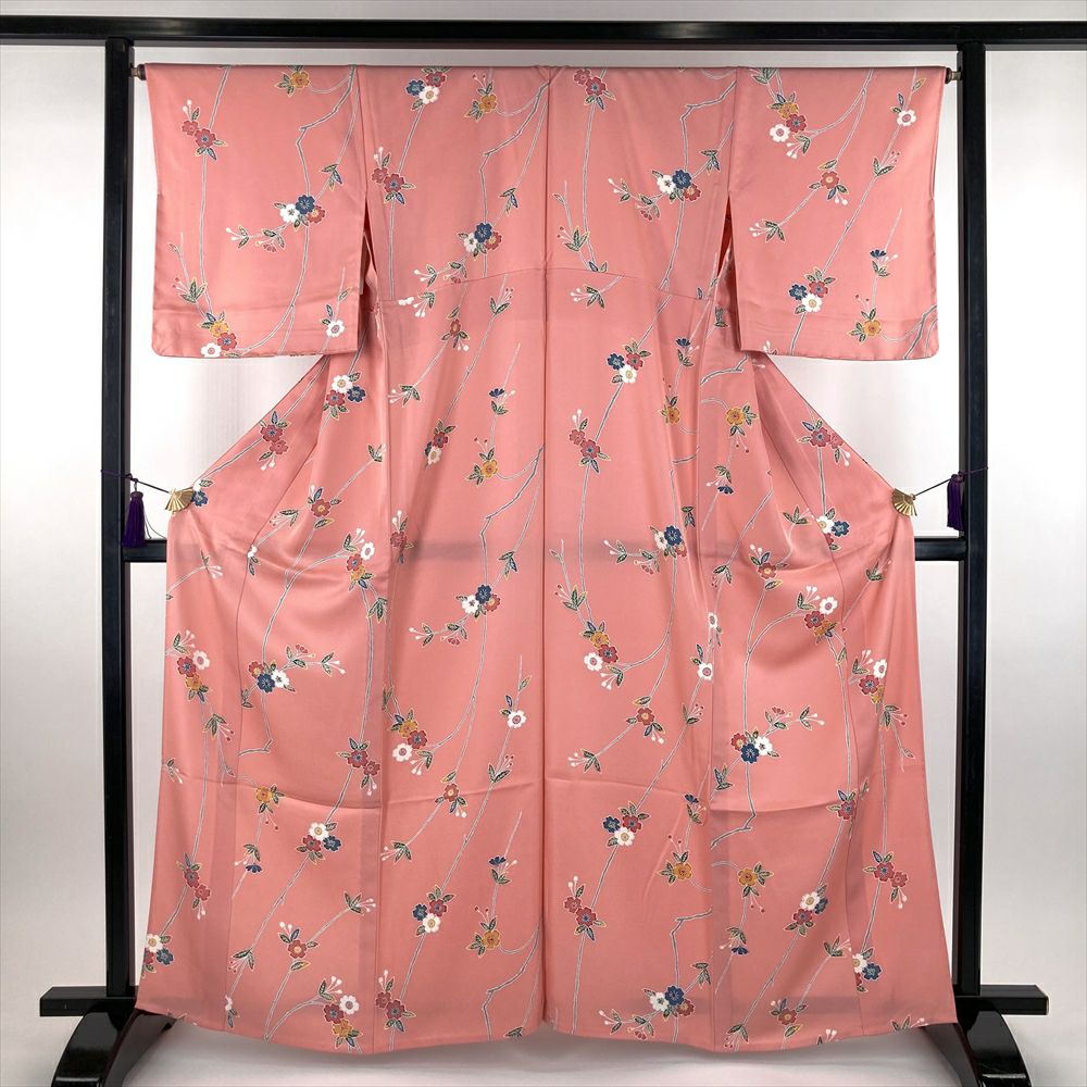 「縁」154ｃｍ～160ｃｍ 単衣 生紬 絞り入り 紬着尺 正絹 Ｃ２６３ 縁」154cm～160cm 単衣 生紬 絞り入り 紬着尺 正絹 C263