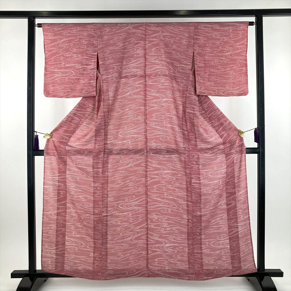 中古）夏色無地 ピンク 絽 S【身丈】157.5cm【裄丈】65.5cm