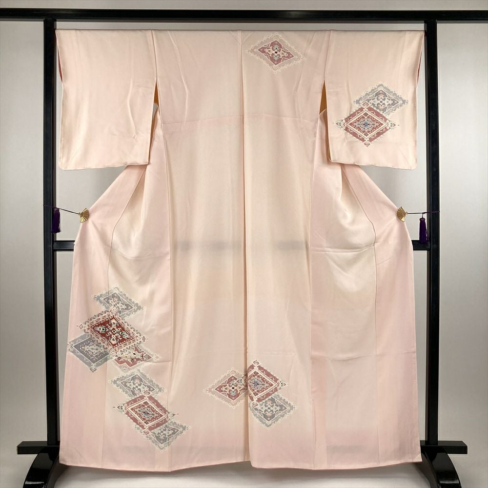 中古）名古屋帯(八寸) ピンク 博多帯 献上柄 松葉仕立て 未洗い