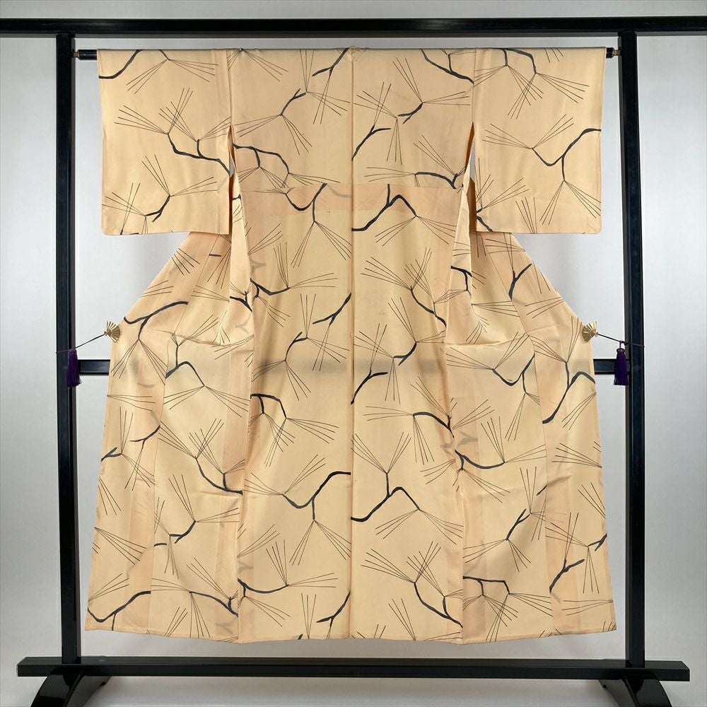 「縁」146ｃｍ～152ｃｍ 単衣 Ｓ寸 ちりめん地 小紋 正絹 Ｃ２０５ 縁」146cm～152cm 単衣 S寸 ちりめん地 小紋 正絹 C205の通販