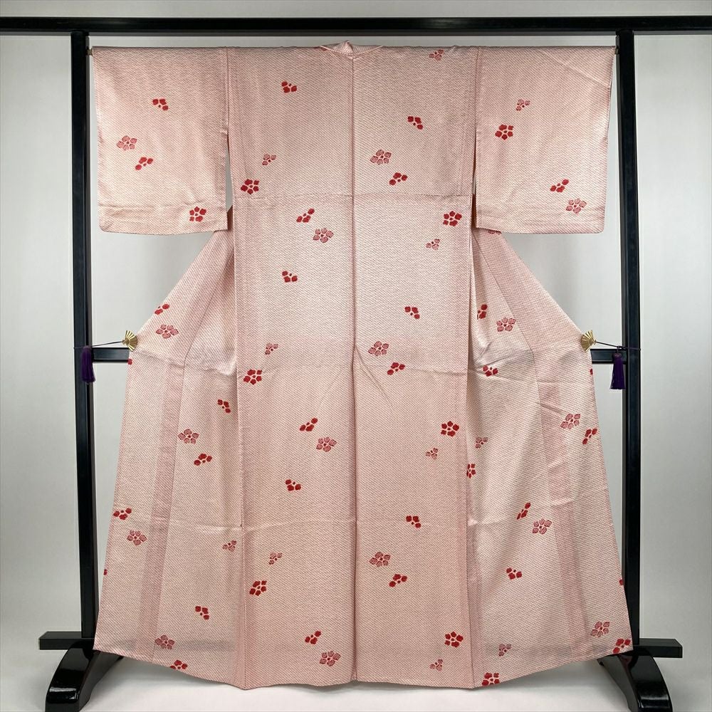 中古）紬 カジュアル 黄色 格子 チェック 袷 未洗い S【身丈】158.5cm