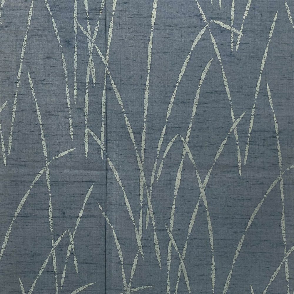 中古）特撰牛首紬 青 薄縹色 ブルーグレー色 カジュアル 織り牛首紬