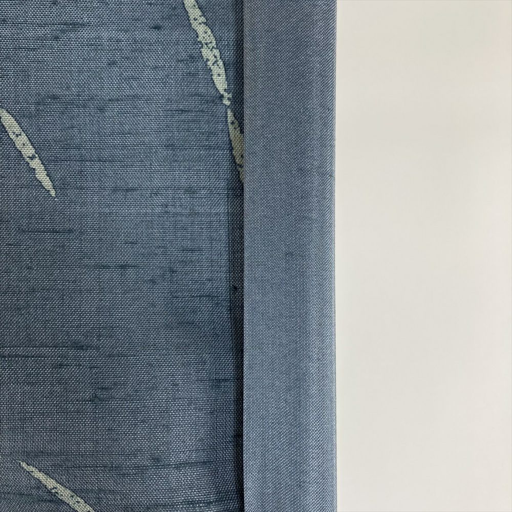 中古）特撰牛首紬 青 薄縹色 ブルーグレー色 カジュアル 織り牛首紬