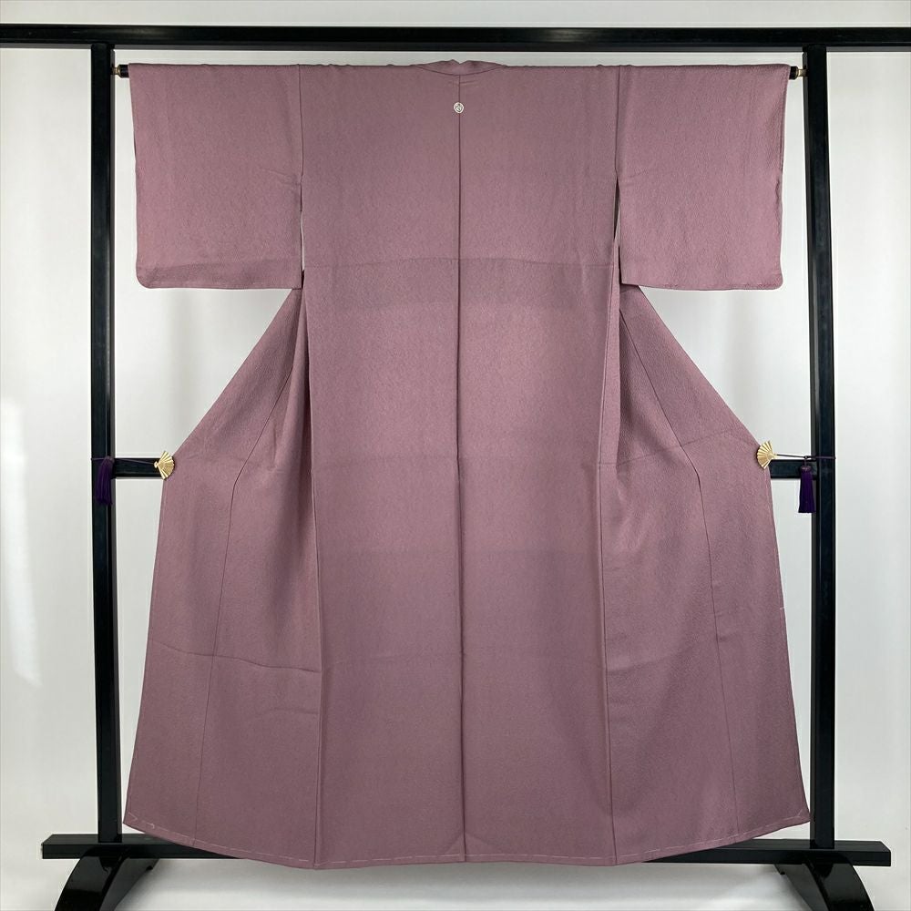 中古） 色無地 紫 セミフォーマル カジュアル 地紋織り 袷【身丈