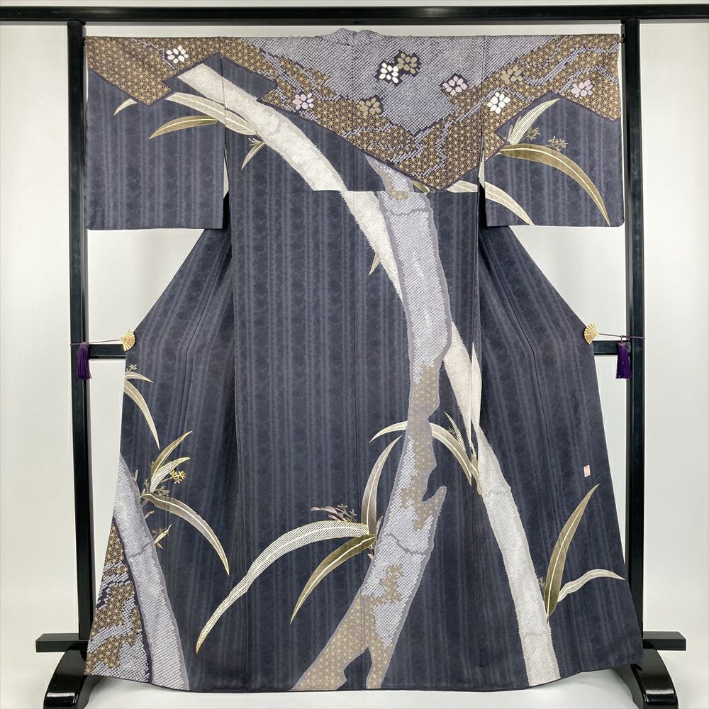 中古） 特撰京友禅 松井青々 訪問着 ピンク 珊瑚色 マルチカラー セミ