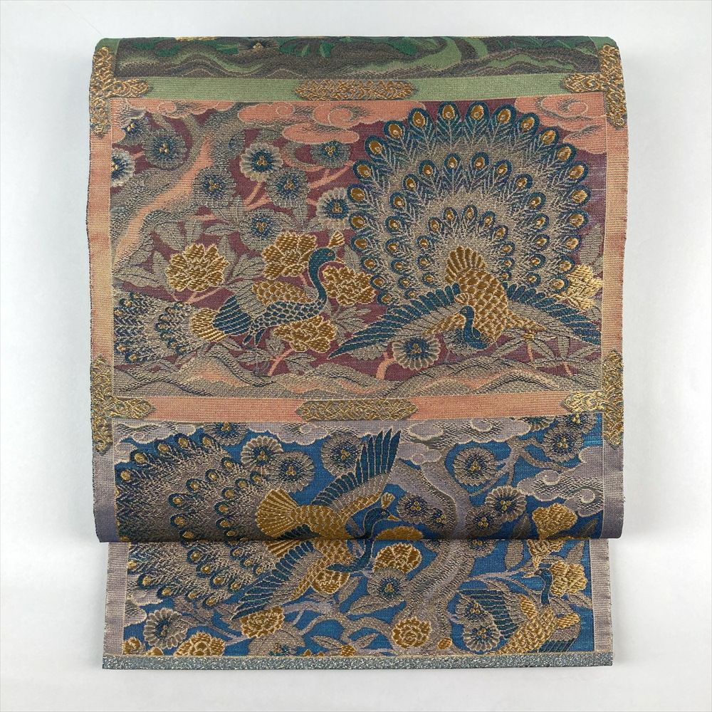 中古）藤林徳扇 袋帯 灰茶 金 藤林徳扇 苑寿 セミフォーマル