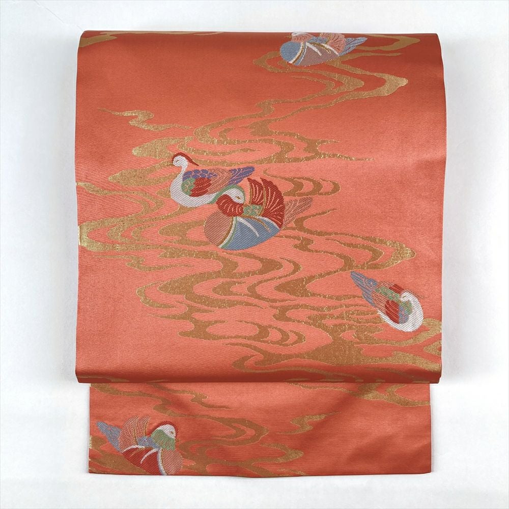 MO-3647 子供帯 リバーシブル 桜 不規則な丸模様 橙色 金糸 仕立て名古屋帯 糸屋輪宝手 – 龍村美術織物公式オンラインショップ