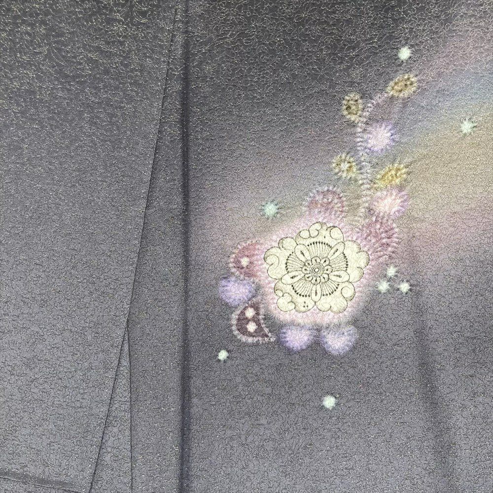 中古） 久保田一竹 訪問着 グレー フォーマル 金通し 染め 辻が花 一竹