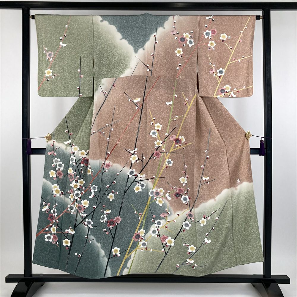 中古） 特撰京友禅 松井青々 訪問着 ピンク 珊瑚色 マルチカラー セミ