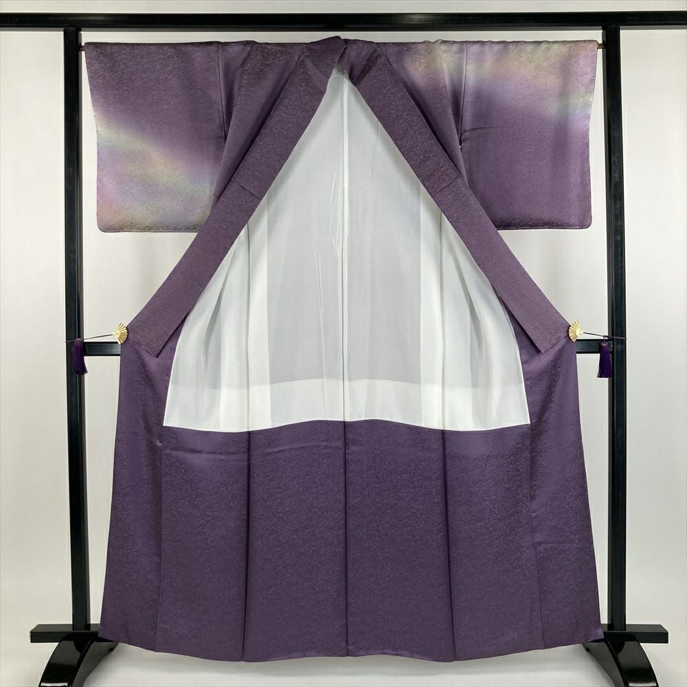 中古）久保田一竹 訪問着 紫色 フォーマル 金通し 染め 辻が花 二代目