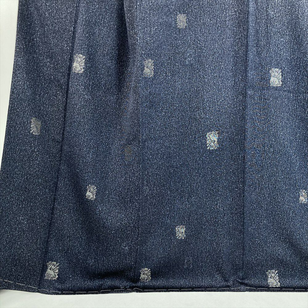 中古） 藤林徳扇 小紋 紺色 カジュアル ちりめん 染め たたき 蒔糊