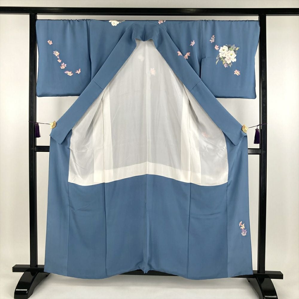 中古） 特撰加賀友禅 奥田勝将 訪問着 薄群青色 フォーマル 染め