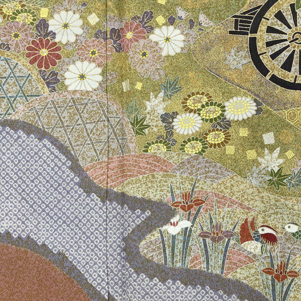 中古） 特撰京友禅 松井青々 訪問着 ピンク 珊瑚色 マルチカラー セミ