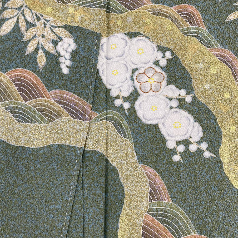 中古）特撰京友禅 松井青々 訪問着 薄緑色 セミフォーマル 松井青々