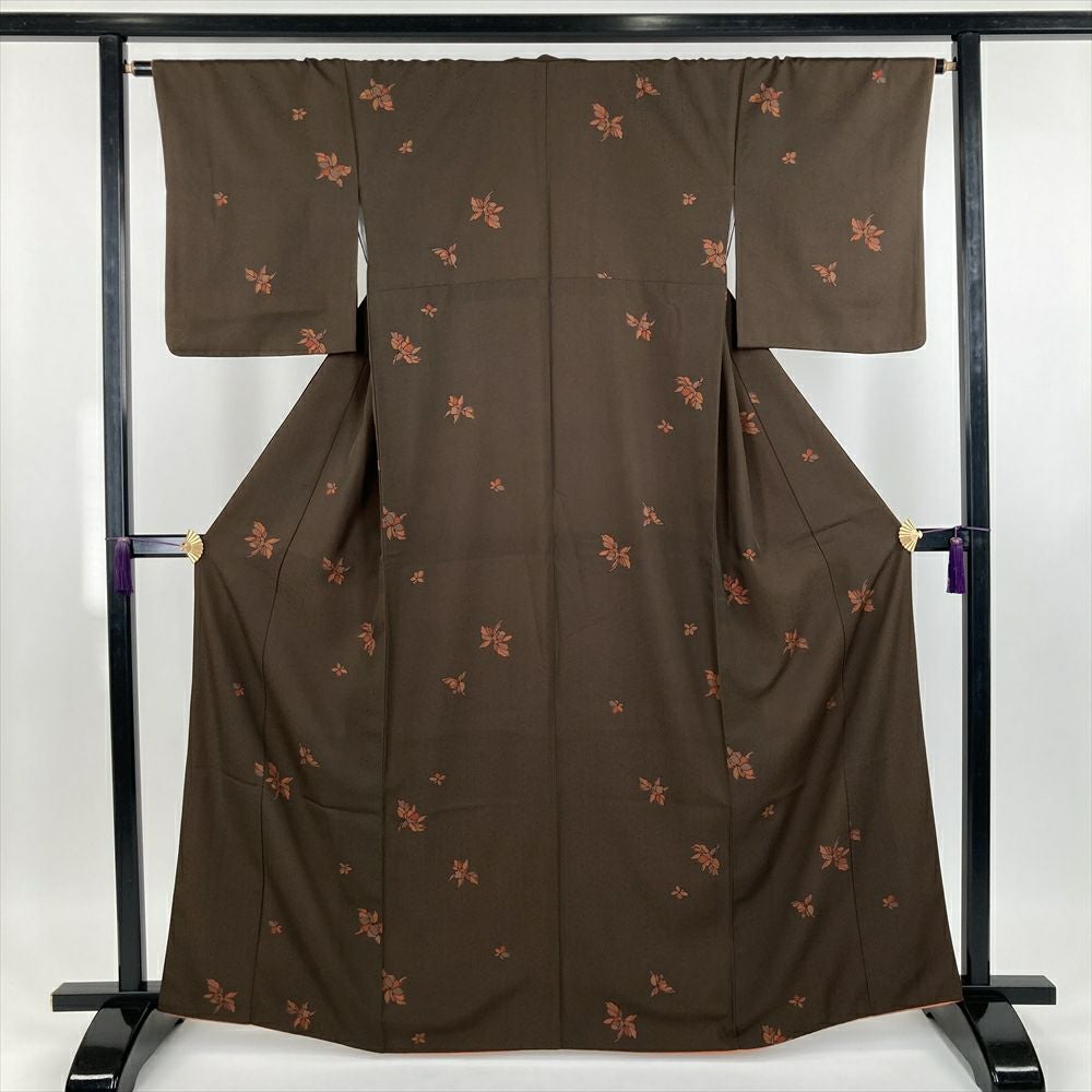 中古） 藤林徳扇 小紋 紺色 カジュアル ちりめん 染め たたき 蒔糊