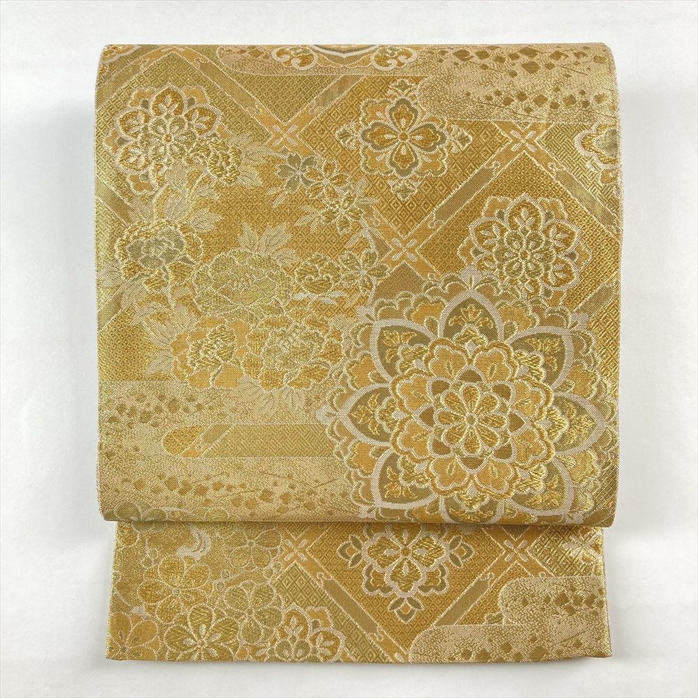中古）袋帯 金地 フォーマル 全通箔 金糸 宝相華 霊獣 吉祥文
