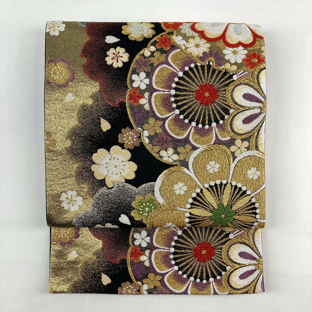 中古)振袖用袋帯 金 フォーマル 六通 引き箔 金糸 銀糸 桜 絹 中古)振袖用袋帯 金 フォーマル 六通 引き箔 金糸 銀糸 桜 絹